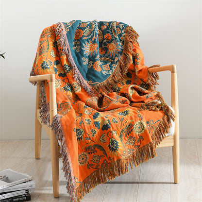 Vintage Boho-Wurfdecke mit Blumenmuster