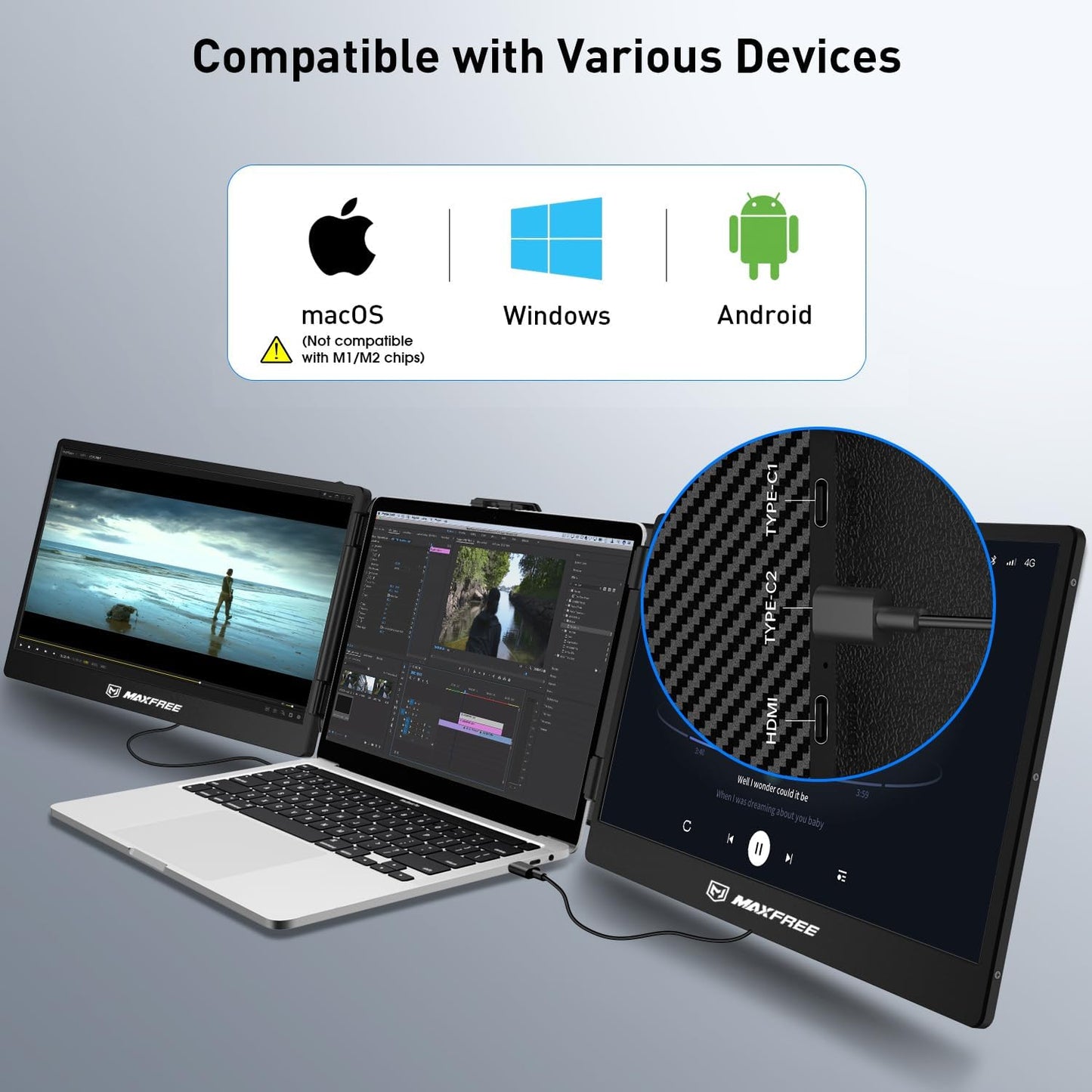 S2™ Triple Monitor für Laptop – Mehr Bildschirm, mehr Produktivität!