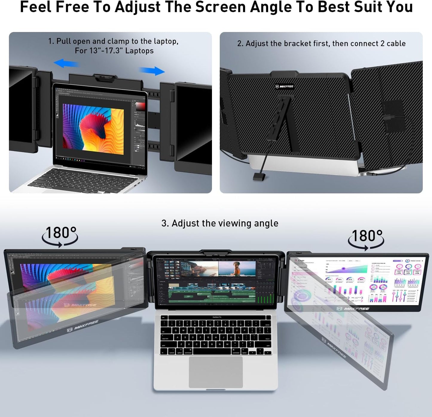 S2™ Triple Monitor für Laptop – Mehr Bildschirm, mehr Produktivität!