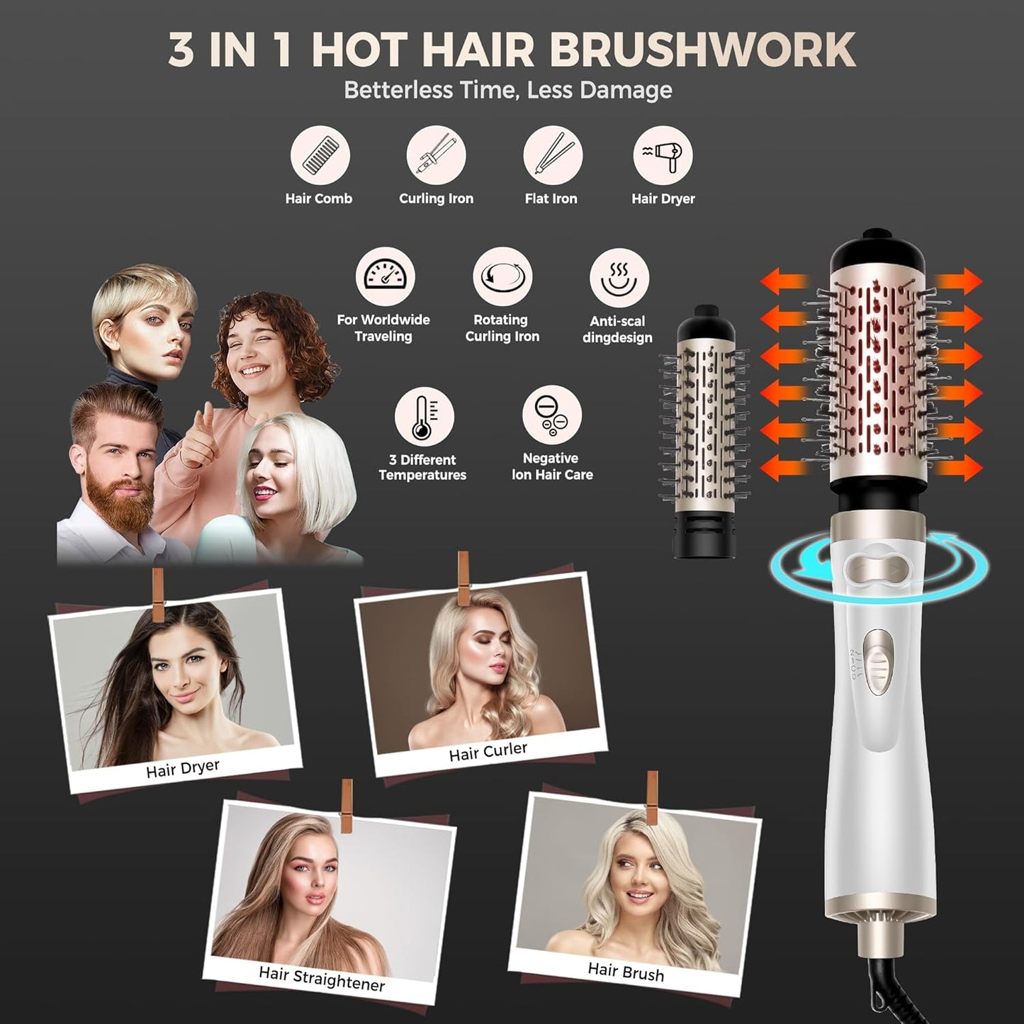 StylAir™ Rotierende Haartrockner-Bürste – Volumen, Glanz und perfekte Frisuren in einem Schritt