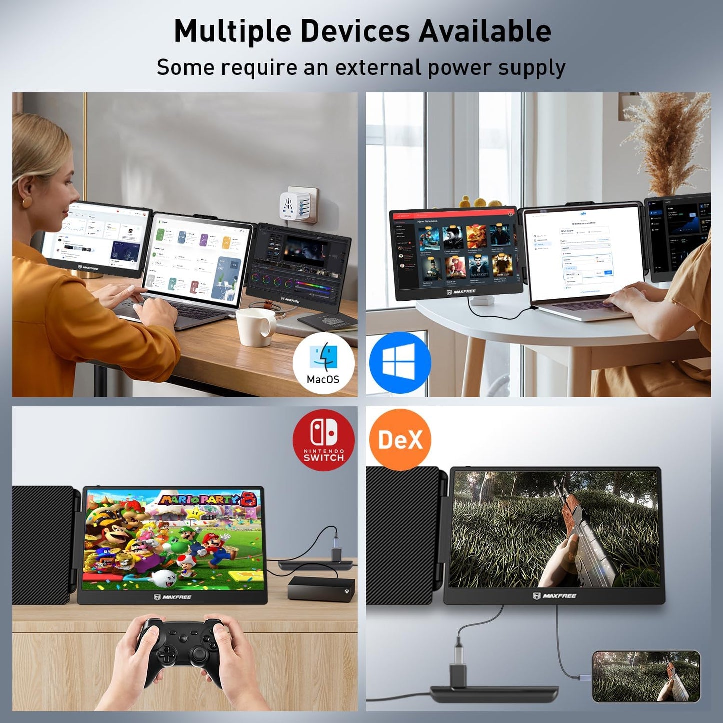 S2™ Triple Monitor für Laptop – Mehr Bildschirm, mehr Produktivität!